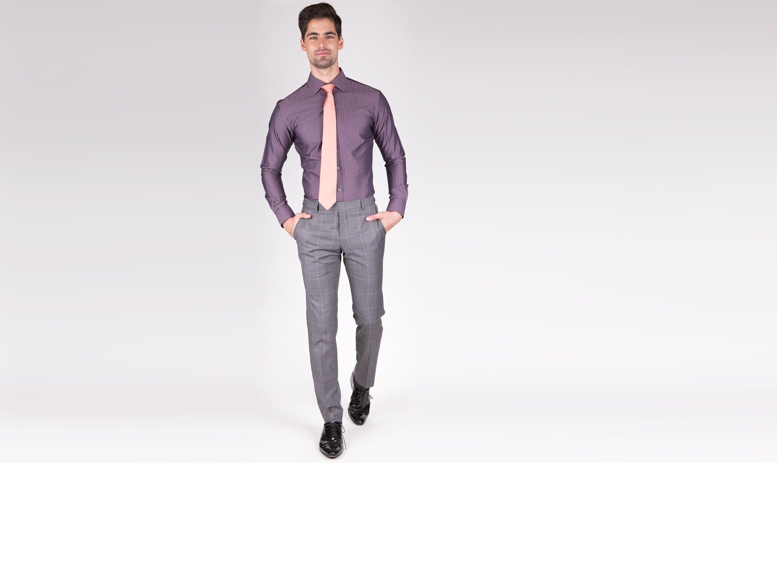 Premium Purple Herringbone Custom Shirt