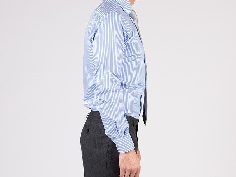 Premium Grey Pencil Stripe Spread Collar Custom Shirt Suitsforme.com