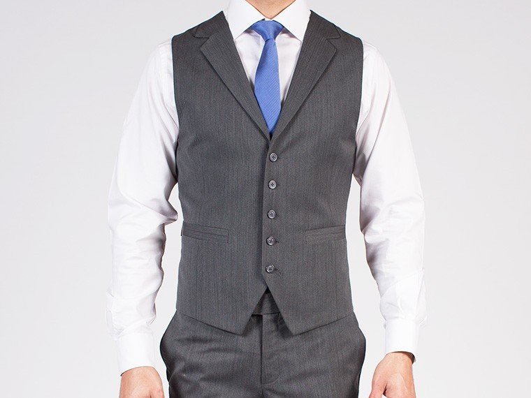 Grey Pinstripe Vest with 5 Buttons and V Neck Suitsforme.com